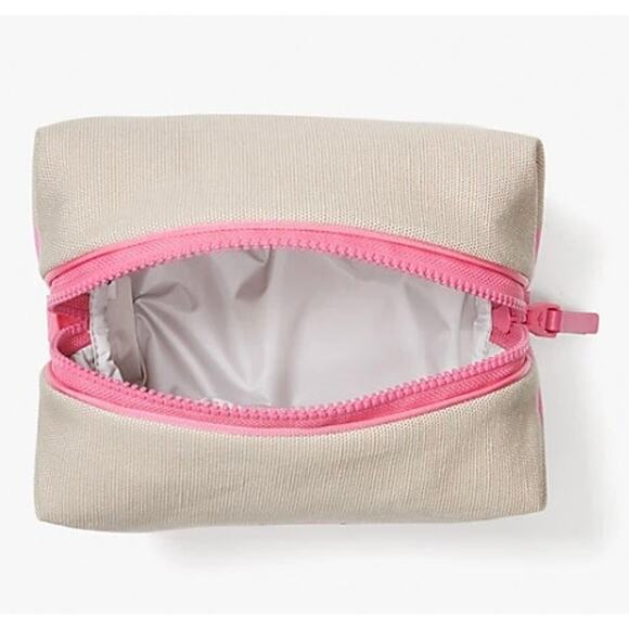 Kate Spade Stripe Logo Canvas Large Cosmetic Case Travel Makeup Bag - Picture 8 of 8